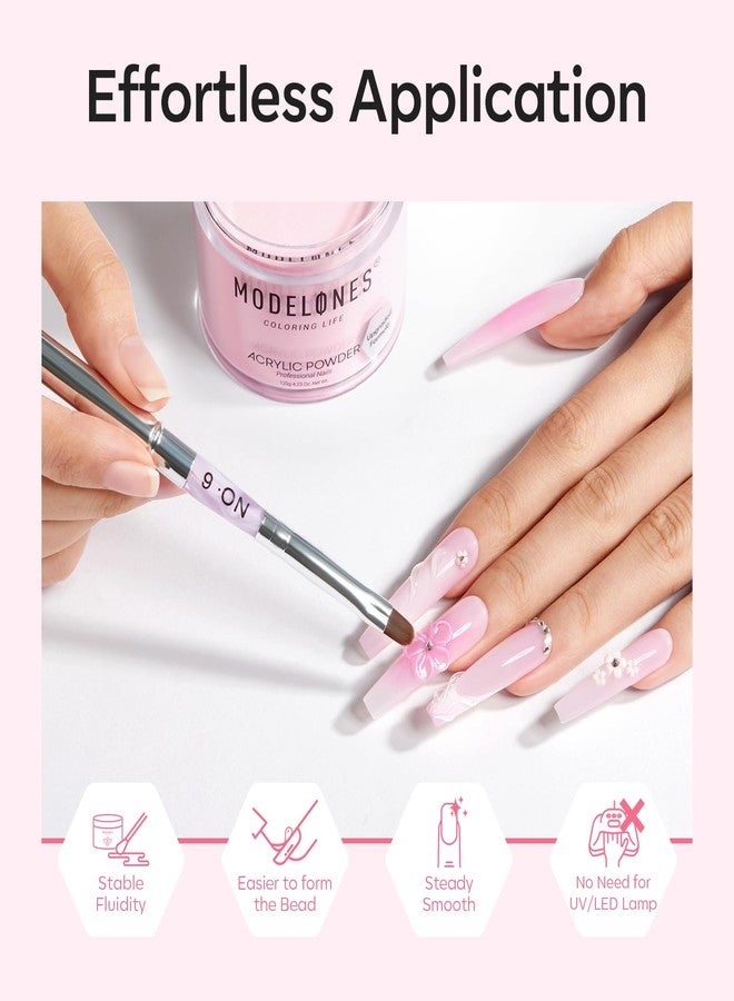 Modelones Acrylic Powder, 4.23oz Upgraded Medium Pink Nail Acrylic Powder for Nail Art 3D Carving French Nails Extensions, Non-Yellowing, Gifts for Women - Image 4